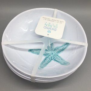 x4 SIGRID OLSEN Starfish Melamine Salad Bowl Set Turquoise Textured Beach NEW